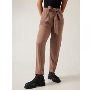 Athleta Cardiff Pant Rustic Beige Waist Tie Straight Leg Women's Size 10T